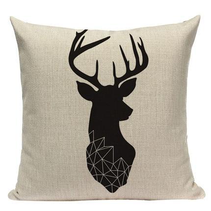 Housse de coussin Tête de Cerf Noir