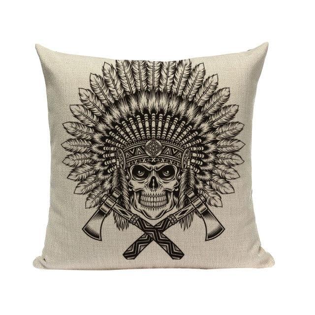 Coussin Tête de Mort Chef Indien