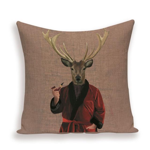Housse de Coussin Cerf Habillé Peignoir