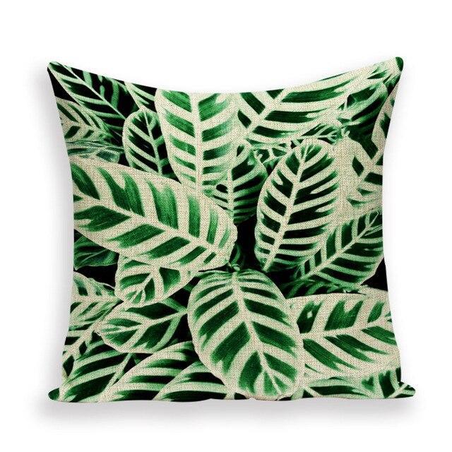 Coussin avec Feuille Verte | Housse Déco