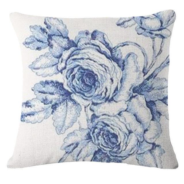 Housse Coussin Fleurs Bleu | Housse Déco