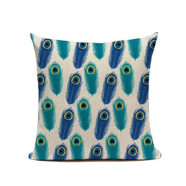 Coussin Motif Paon | Housse Déco