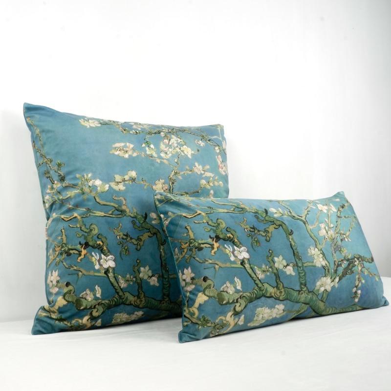 Coussin Bleu Fleuri
