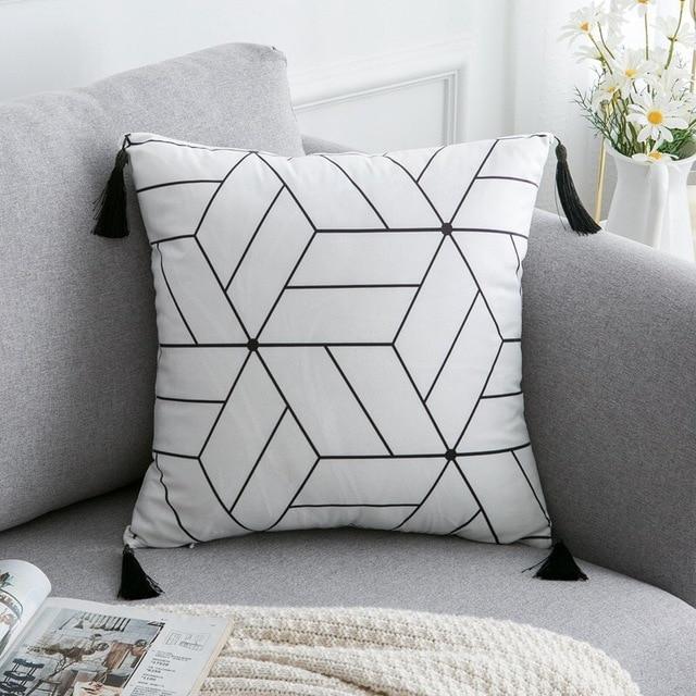 Housse Coussin Ethnique Noir et Blanc | Housse Déco