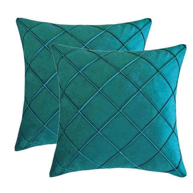 Coussin Velours Bleu Canard