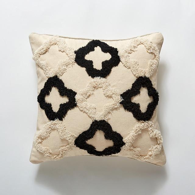 Coussin Berbère Motif Beige Noir