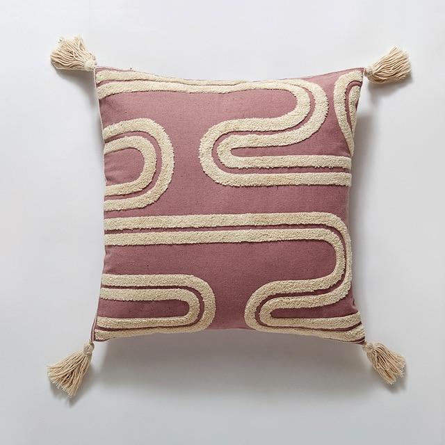 Coussin Berbère Pompons Blancs