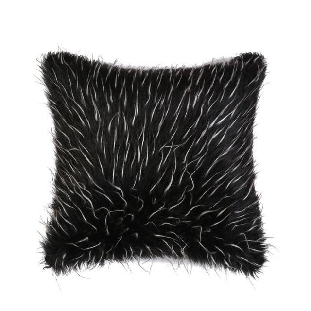 Coussin Fausse Fourrure Noir