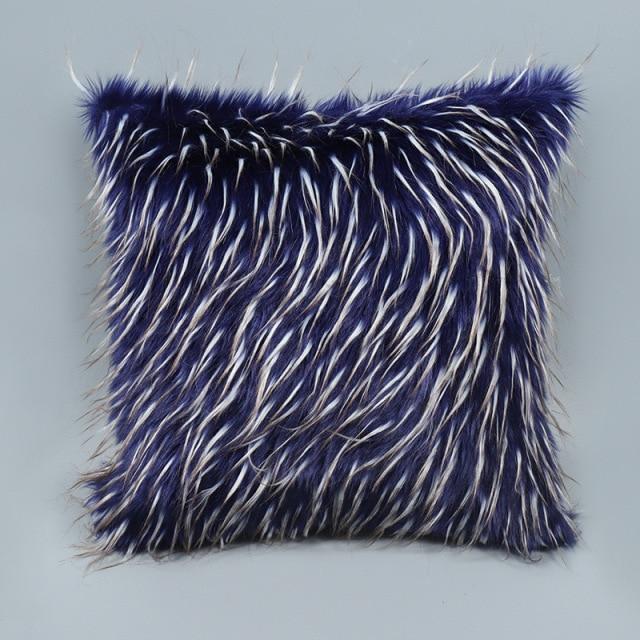 Coussin Bleu et Blanc Fourrure