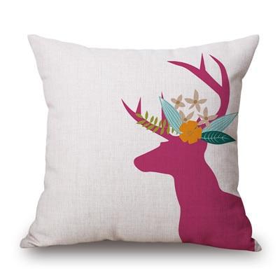 coussin cerf rose