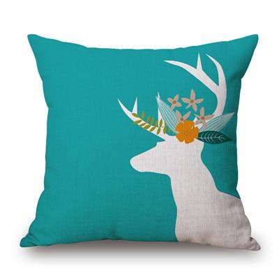 housse de coussin cerf turquoise