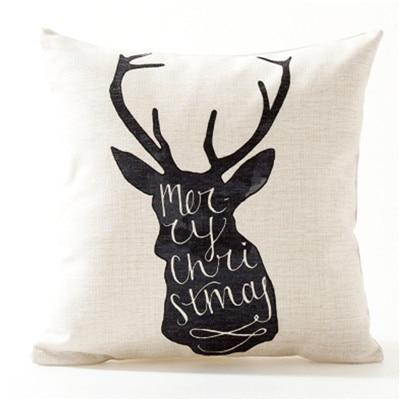 coussin tête de cerf joyeux noel noir