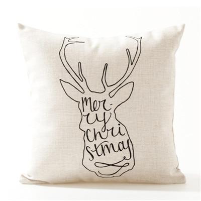 coussin joyeux noel cerf blanc