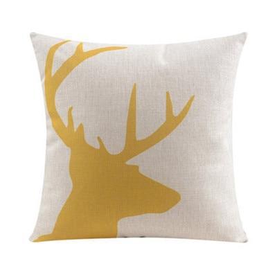 housse de coussin motif cerf jaune