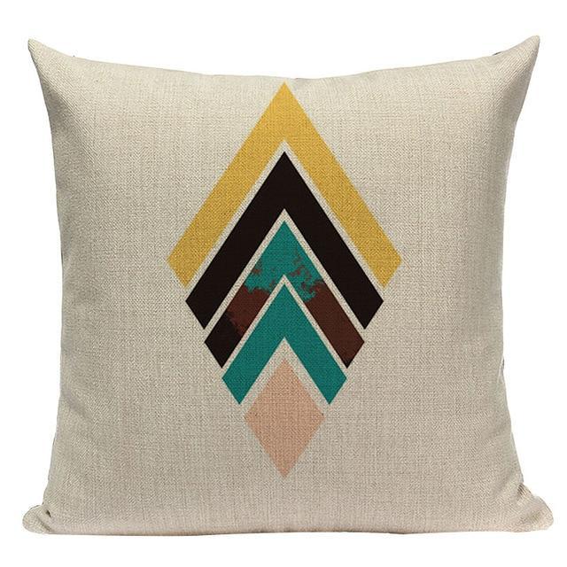 Coussin Geometrique Bleu et Jaune | Housse Déco