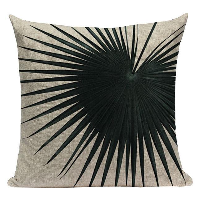Coussin Feuilles Noir et Blanc | Housse Déco
