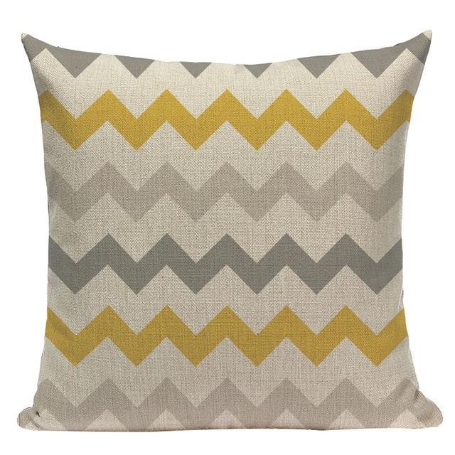 Coussin Scandinave Jaune et Gris | Housse Déco