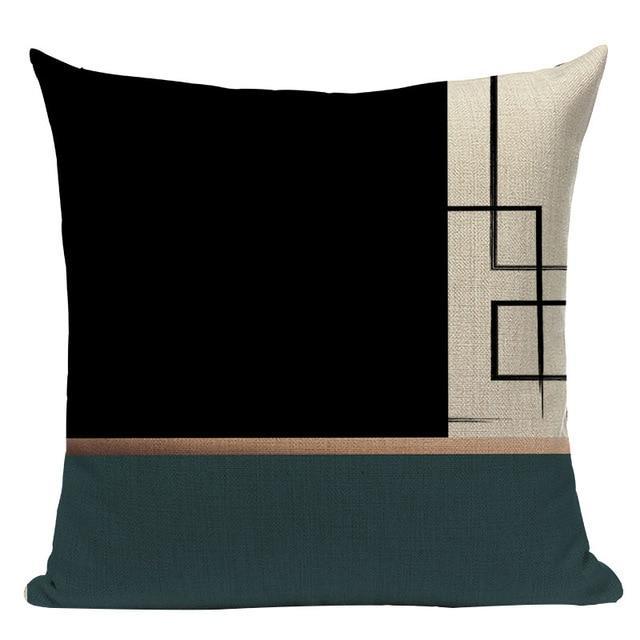 Coussin Bleu Canard et Noir | Housse Déco