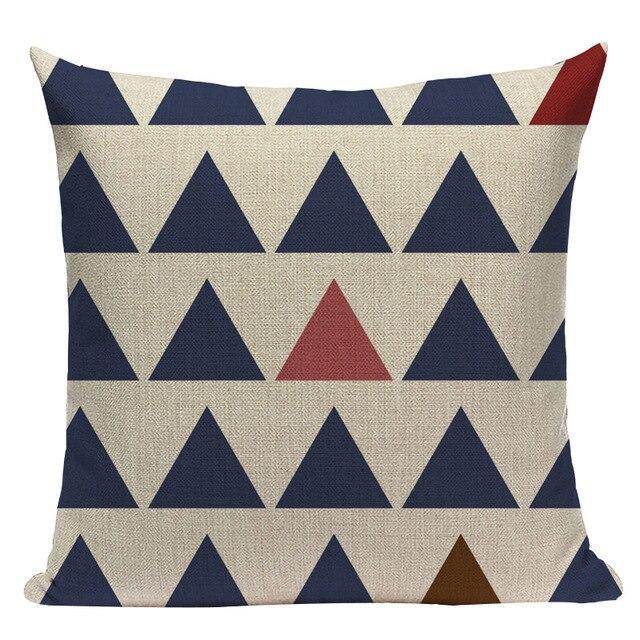 Coussin Motif Triangle Bleu | Housse Déco
