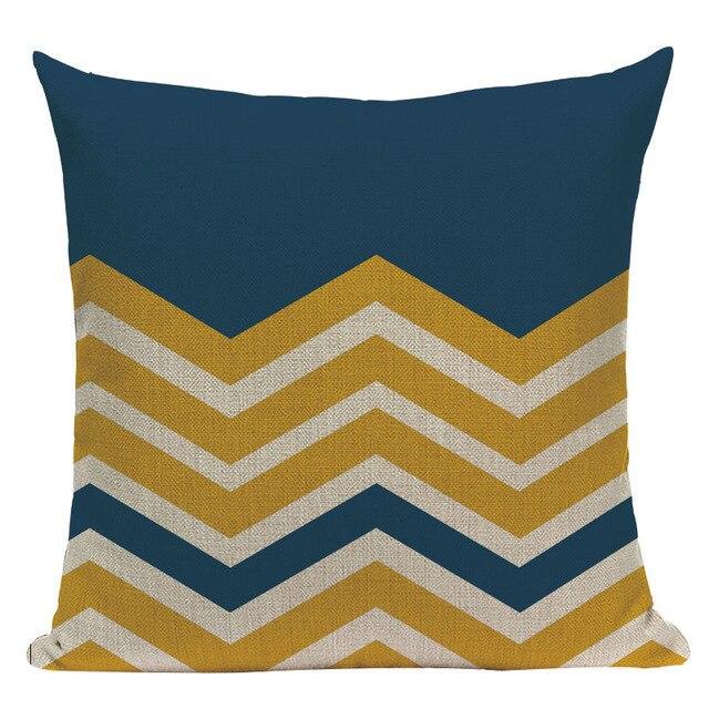 Coussin Scandinave Jaune et Bleu | Housse Déco
