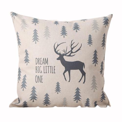 coussin cerf blanc et bleu