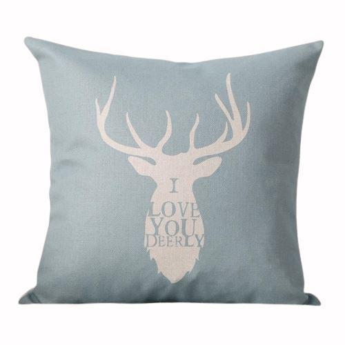 Housse de coussin Tête de Cerf Bleu