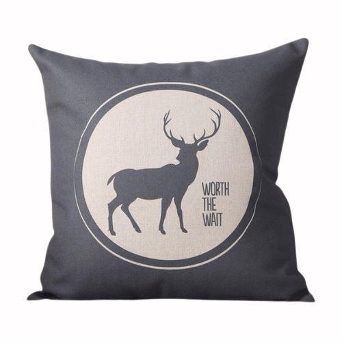 Housse de coussin Tête de Cerf Noir et Blanc