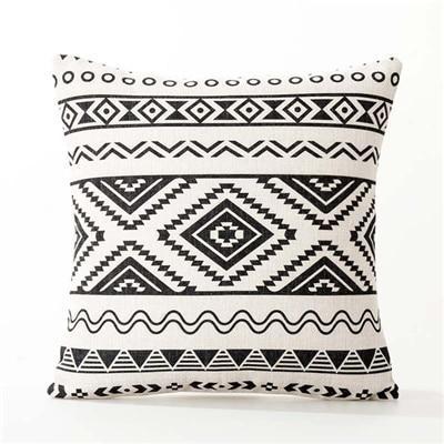 Coussin Ethnique Chic Noir et Blanc | Housse Déco