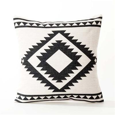 Coussin Motif Ethnique Noir et Blanc | Housse Déco