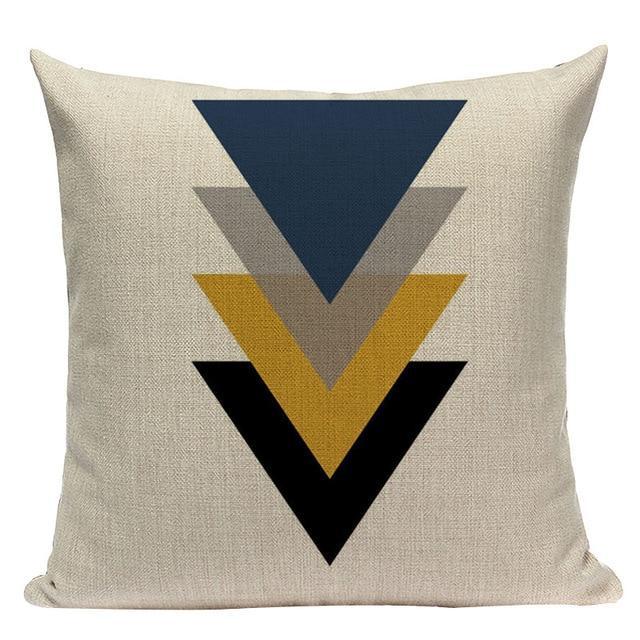 Coussin Jaune Moutarde et Bleu Pétrole | Housse Déco