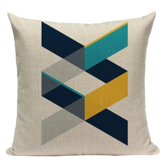 Coussin Jaune Moutarde Bleu Canard | Housse Déco