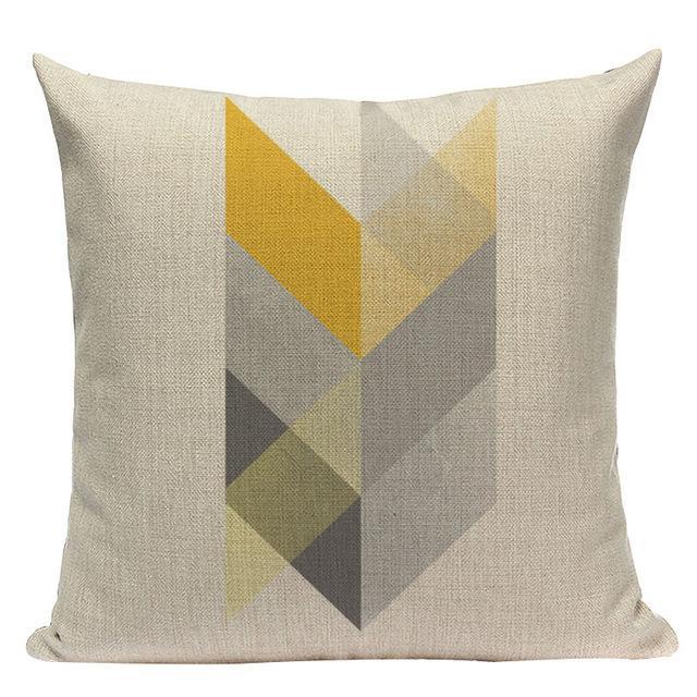 Coussin Jaune Moutarde et Gris | Housse Déco
