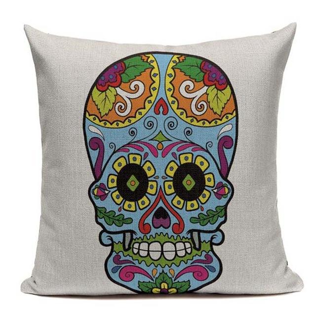 Housse de Coussin Tête de Mort Maya