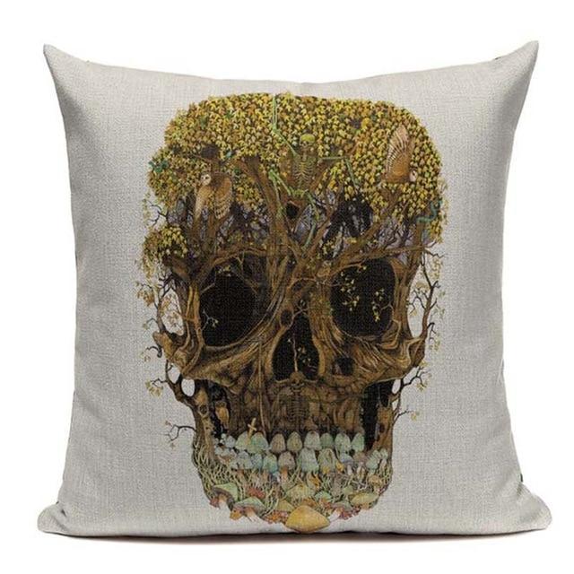 Housse de Coussin Tête de Mort Arbre