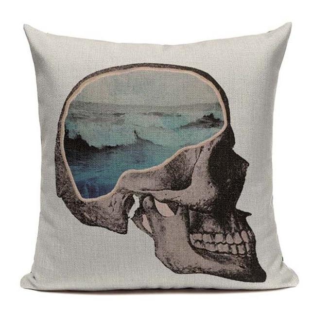 Housse de Coussin Tête de Mort Océan