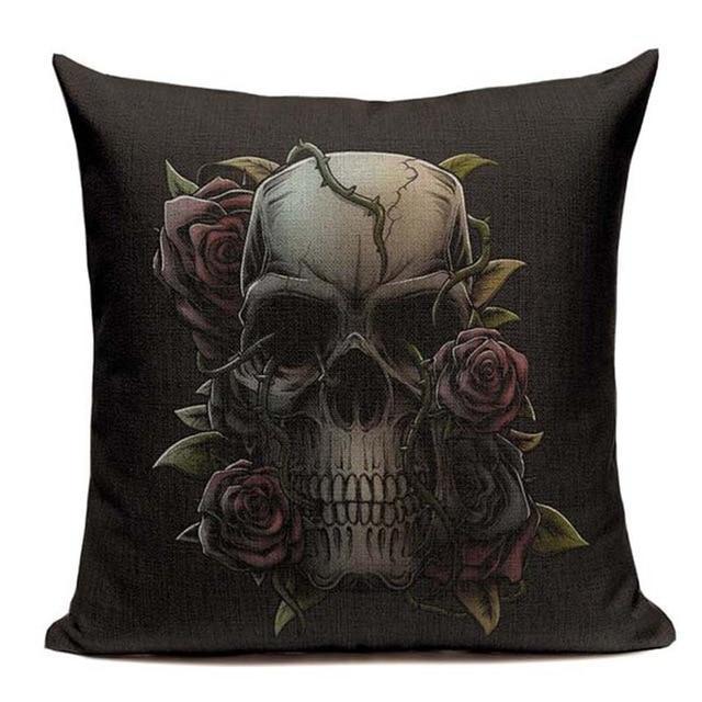 Housse de Coussin Tête de Mort Rosier