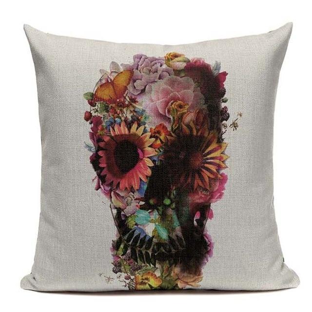 Coussin Tête de Mort Tropicale