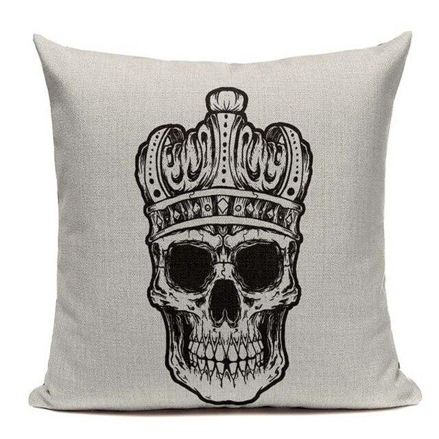 Housse de Coussin Tête de Mort Couronne