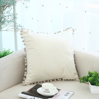 Coussin Pompons Blanc | Housse Déco