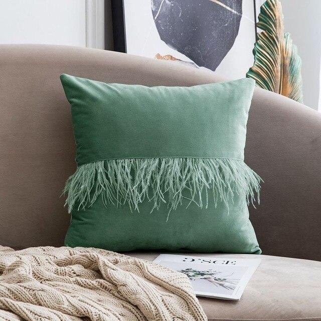 Coussin Velours Bleu Vert | Housse Déco