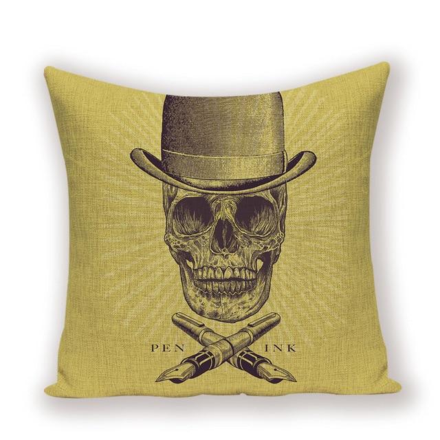 Housse de Coussin Tête de Mort Gentleman