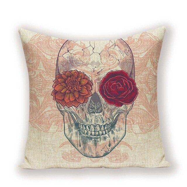 Housse de Coussin Tête de Mort Bohème